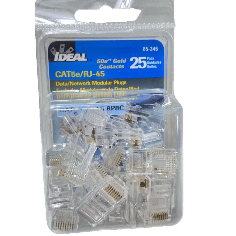 25 Pack Ideal 85-346 Data/Network Modular Plugs Plug CAT5e/RJ-45 Brand New